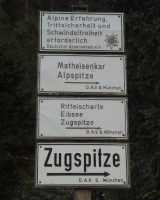 Zugspitze Warnschild